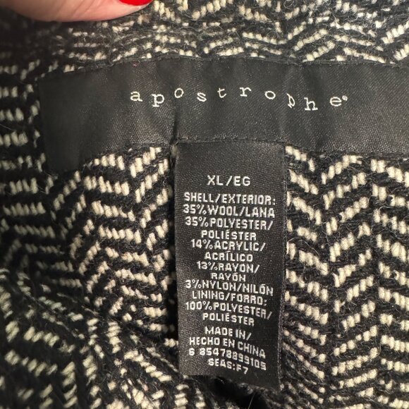 Apostrophe Womens Herringbone Cropped Jacket XL - Wool Blend Black & White - Picture 3 of 6
